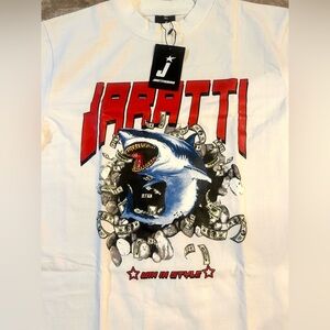 NWT JARATTI Short Sleeve Graphic T-Shirt - Mens Size Medium - White Shark